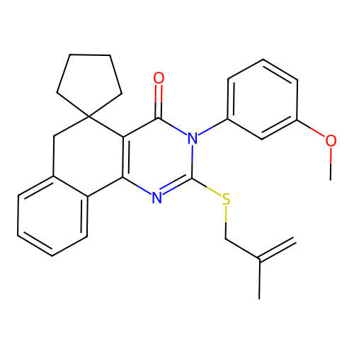 3-(3-methoxyphenyl)-2-((2-methylallyl)thio)-3H-spiro[benzo[h]quinazoline-5,1'-cyclopentan]-4(6H)-one structure