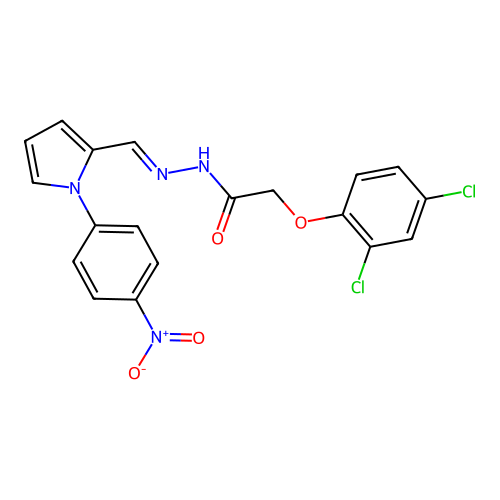 2-(2,4-dichlorophenoxy)-N'-{(E)-[1-(4-nitrophenyl)-1H-pyrrol-2-yl]methylidene}acetohydrazide structure