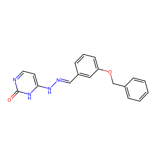 (E)-4-(2-(3-(benzyloxy)benzylidene)hydrazinyl)pyrimidin-2(1H)-one structure