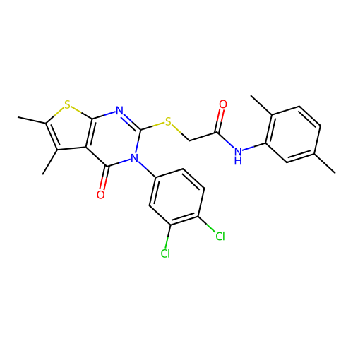 2-((3-(3,4-dichlorophenyl)-5,6-dimethyl-4-oxo-3,4-dihydrothieno[2,3-d]pyrimidin-2-yl)thio)-N-(2,5-dimethylphenyl)acetamide structure