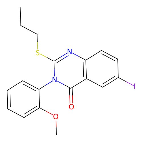 6-iodo-3-(2-methoxyphenyl)-2-(propylsulfanyl)quinazolin-4(3H)-one structure