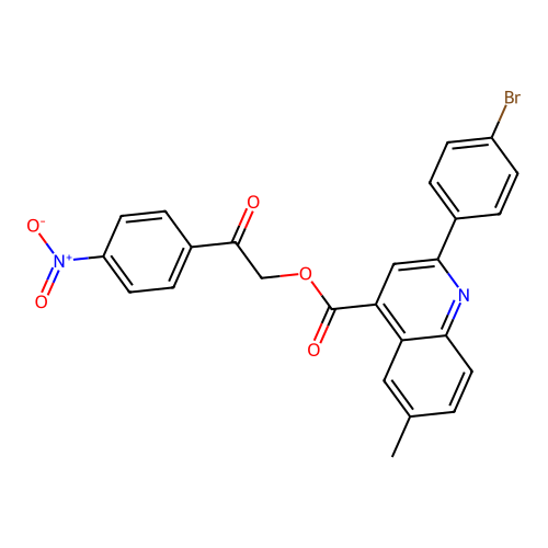 2-(4-Nitrophenyl)-2-oxoethyl 2-(4-bromophenyl)-6-methylquinoline-4-carboxylate structure