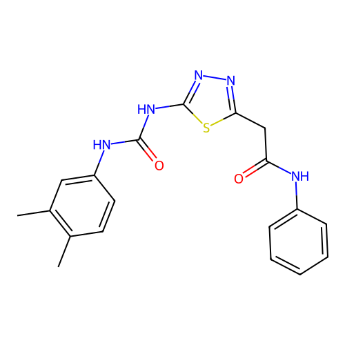 2-(5-(3-(3,4-dimethylphenyl)ureido)-1,3,4-thiadiazol-2-yl)-N-phenylacetamide structure