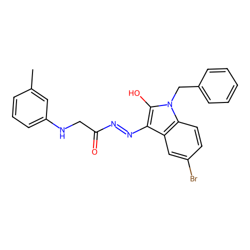 (Z)-N'-(1-benzyl-5-bromo-2-oxoindolin-3-ylidene)-2-(m-tolylamino)acetohydrazide structure