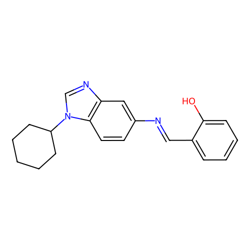 2-{(E)-[(1-cyclohexyl-1H-benzimidazol-5-yl)imino]methyl}phenol structure