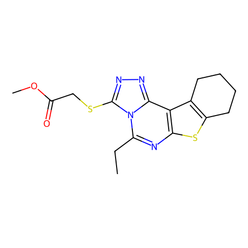 methyl [(5-ethyl-8,9,10,11-tetrahydro[1]benzothieno[3,2-e][1,2,4]triazolo[4,3-c]pyrimidin-3-yl)sulfanyl]acetate structure