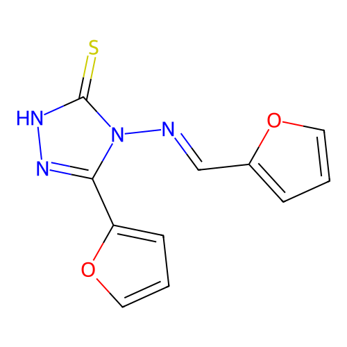 5-(2-Furyl)-4-((2-furylmethylene)amino)-4H-1,2,4-triazole-3-thiol structure