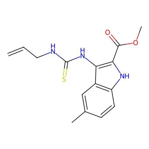 methyl 5-methyl-3-[(prop-2-en-1-ylcarbamothioyl)amino]-1H-indole-2-carboxylate structure