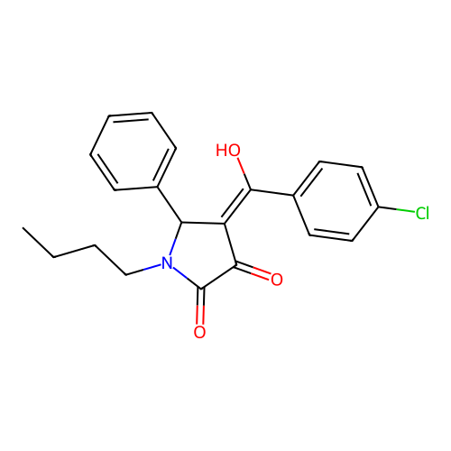 1-butyl-4-(4-chlorobenzoyl)-3-hydroxy-5-phenyl-1H-pyrrol-2(5H)-one structure