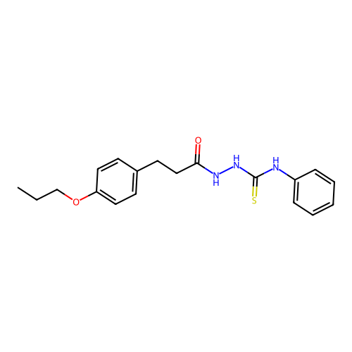 N-phenyl-2-(3-(4-propoxyphenyl)propanoyl)hydrazinecarbothioamide structure