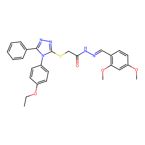 N'-[(E)-(2,4-dimethoxyphenyl)methylidene]-2-{[4-(4-ethoxyphenyl)-5-phenyl-4H-1,2,4-triazol-3-yl]sulfanyl}acetohydrazide structure