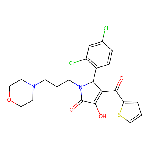2-(2,4-dichlorophenyl)-4-hydroxy-1-(3-morpholin-4-ylpropyl)-3-(thiophene-2-carbonyl)-2H-pyrrol-5-one structure