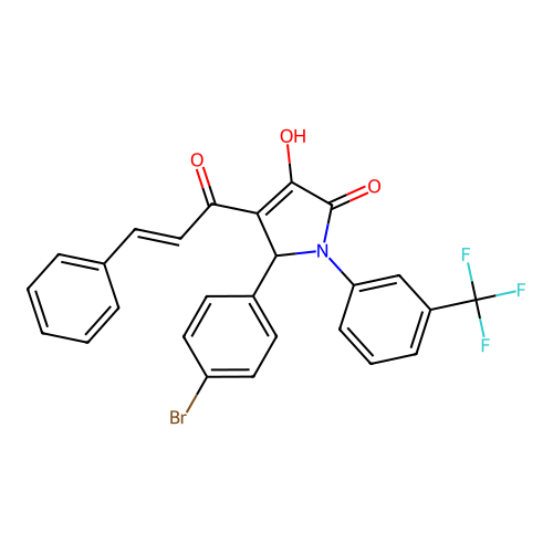 5-(4-bromophenyl)-4-cinnamoyl-3-hydroxy-1-(3-(trifluoromethyl)phenyl)-1H-pyrrol-2(5H)-one structure
