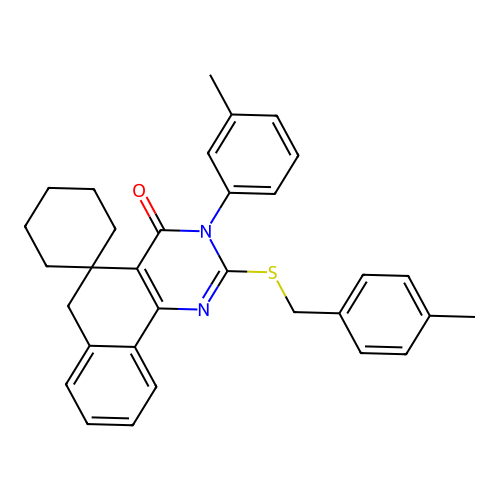 2-((4-methylbenzyl)thio)-3-(m-tolyl)-3H-spiro[benzo[h]quinazoline-5,1'-cyclohexan]-4(6H)-one structure