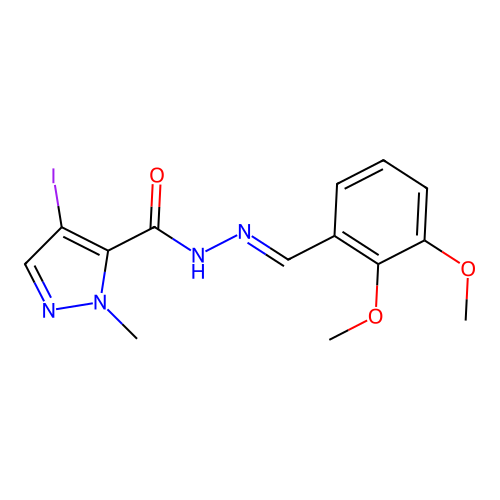 N'-(2,3-dimethoxybenzylidene)-4-iodo-1-methyl-1H-pyrazole-5-carbohydrazide structure