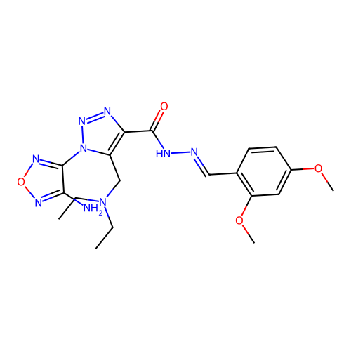 (E)-1-(4-amino-1,2,5-oxadiazol-3-yl)-5-((diethylamino)methyl)-N'-(2,4-dimethoxybenzylidene)-1H-1,2,3-triazole-4-carbohydrazide structure