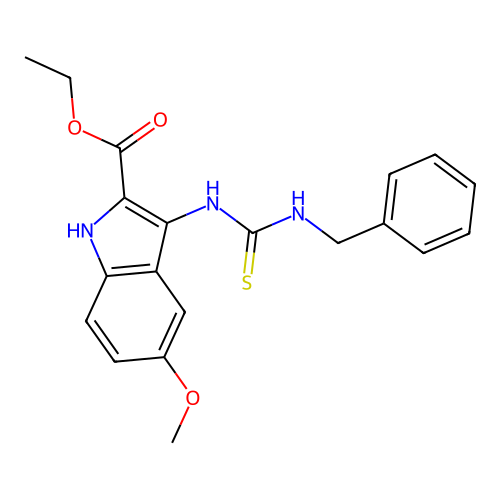 ethyl 3-[(benzylcarbamothioyl)amino]-5-methoxy-1H-indole-2-carboxylate structure