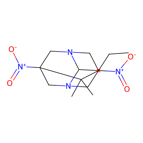 (1R,3S,5s,7s)-6,6-dimethyl-5,7-dinitro-2-propyl-1,3-diazaadamantane structure
