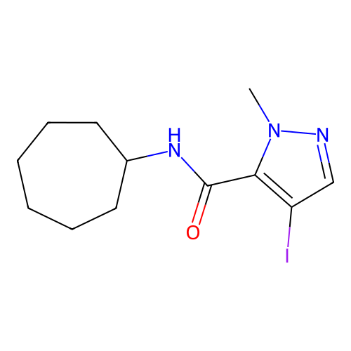N-cycloheptyl-4-iodo-2-methylpyrazole-3-carboxamide structure