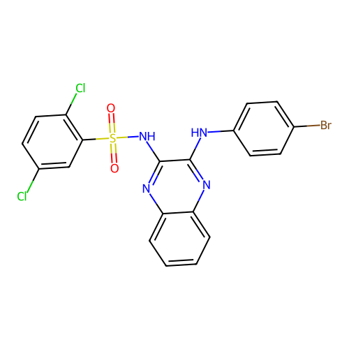 N-(3-((4-bromophenyl)amino)quinoxalin-2-yl)-2,5-dichlorobenzenesulfonamide structure
