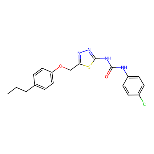 1-(4-Chlorophenyl)-3-(5-((4-propylphenoxy)methyl)-1,3,4-thiadiazol-2-yl)urea structure
