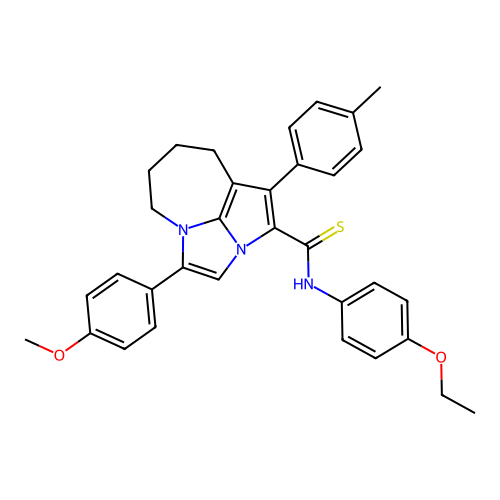 N-(4-ethoxyphenyl)-4-(4-methoxyphenyl)-1-(4-methylphenyl)-5,6,7,8-tetrahydro-2a,4a-diazacyclopenta[cd]azulene-2-carbothioamide structure