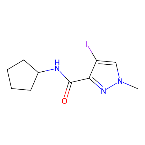 N-cyclopentyl-4-iodo-1-methyl-1H-pyrazole-3-carboxamide structure