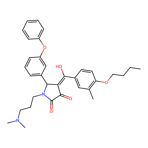(4E)-4-[(4-butoxy-3-methylphenyl)-hydroxymethylidene]-1-[3-(dimethylamino)propyl]-5-(3-phenoxyphenyl)pyrrolidine-2,3-dione structure