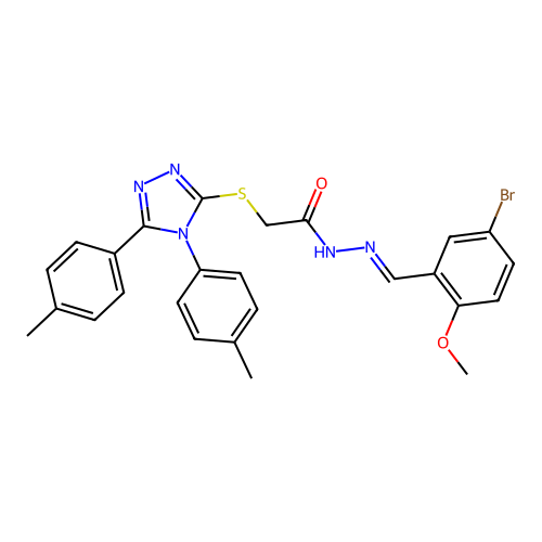 2-{[4,5-bis(4-methylphenyl)-4H-1,2,4-triazol-3-yl]sulfanyl}-N'-[(E)-(5-bromo-2-methoxyphenyl)methylidene]acetohydrazide structure