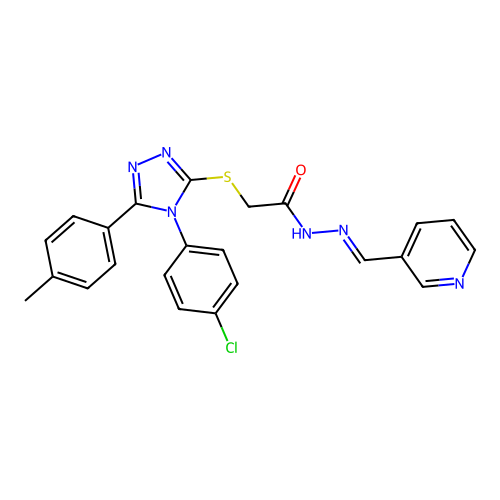 2-{[4-(4-chlorophenyl)-5-(4-methylphenyl)-4H-1,2,4-triazol-3-yl]sulfanyl}-N'-[(E)-pyridin-3-ylmethylidene]acetohydrazide structure