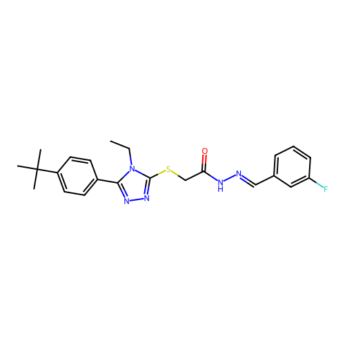 2-{[5-(4-tert-butylphenyl)-4-ethyl-4H-1,2,4-triazol-3-yl]sulfanyl}-N'-[(E)-(3-fluorophenyl)methylidene]acetohydrazide structure