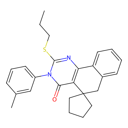 2-(propylthio)-3-(m-tolyl)-3H-spiro[benzo[h]quinazoline-5,1'-cyclopentan]-4(6H)-one structure