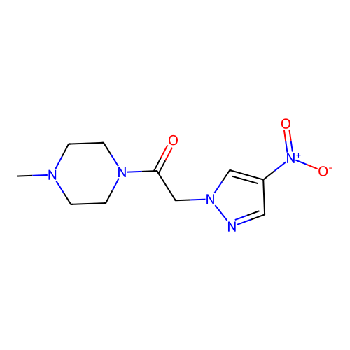 1-({4-nitro-1H-pyrazol-1-yl}acetyl)-4-methylpiperazine structure