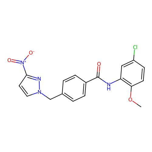 N-(5-chloro-2-methoxyphenyl)-4-((3-nitro-1H-pyrazol-1-yl)methyl)benzamide structure