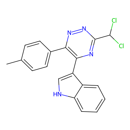 3-[3-(dichloromethyl)-6-(4-methylphenyl)-1,2,4-triazin-5-yl]-1H-indole structure