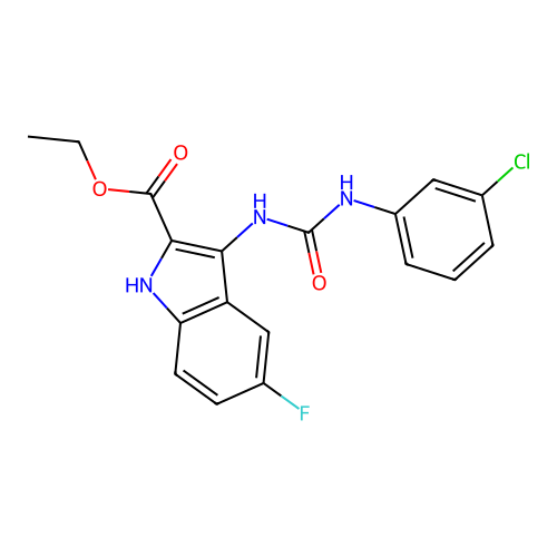 ethyl 3-{[(3-chlorophenyl)carbamoyl]amino}-5-fluoro-1H-indole-2-carboxylate structure
