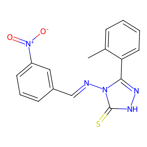 5-(2-Methylphenyl)-4-((3-nitrobenzylidene)amino)-4H-1,2,4-triazole-3-thiol structure