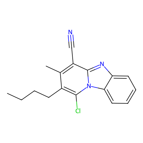 2-Butyl-1-chloro-3-methylpyrido[1,2-a]benzimidazole-4-carbonitrile structure