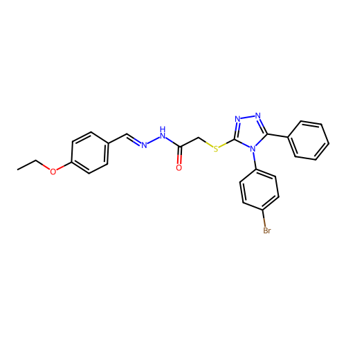 2-{[4-(4-bromophenyl)-5-phenyl-4H-1,2,4-triazol-3-yl]sulfanyl}-N'-[(E)-(4-ethoxyphenyl)methylidene]acetohydrazide structure