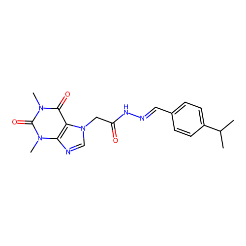 2-(1,3-dimethyl-2,6-dioxo-1,2,3,6-tetrahydro-7H-purin-7-yl)-N'-{(E)-[4-(propan-2-yl)phenyl]methylidene}acetohydrazide structure
