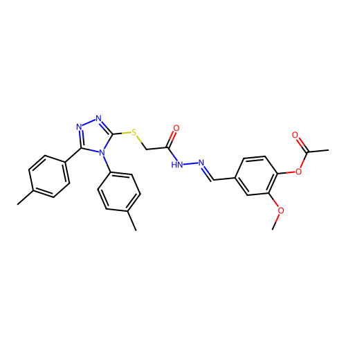4-{(E)-[2-({[4,5-bis(4-methylphenyl)-4H-1,2,4-triazol-3-yl]sulfanyl}acetyl)hydrazinylidene]methyl}-2-methoxyphenyl acetate structure