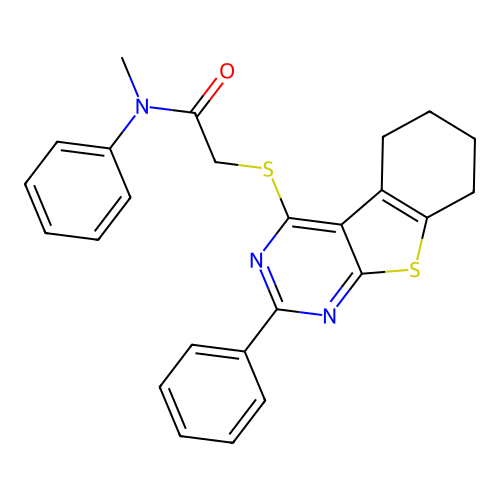 N-methyl-N-phenyl-2-((2-phenyl-5,6,7,8-tetrahydrobenzo[4,5]thieno[2,3-d]pyrimidin-4-yl)thio)acetamide structure