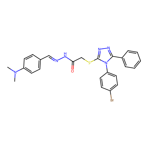 2-{[4-(4-bromophenyl)-5-phenyl-4H-1,2,4-triazol-3-yl]sulfanyl}-N'-{(E)-[4-(dimethylamino)phenyl]methylidene}acetohydrazide structure