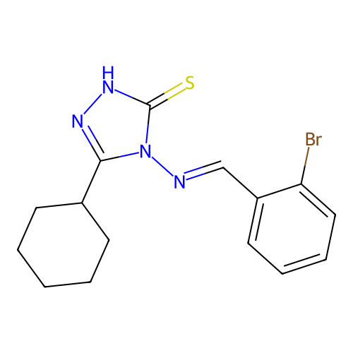 4-[(E)-(2-bromophenyl)methylideneamino]-3-cyclohexyl-1H-1,2,4-triazole-5-thione structure