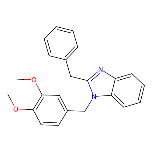 1,2-Dimethoxy-4-{[2-benzylbenzimidazolyl]methyl}benzene structure