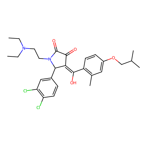 (4E)-5-(3,4-dichlorophenyl)-1-(2-diethylaminoethyl)-4-[hydroxy-[2-methyl-4-(2-methylpropoxy)phenyl]methylidene]pyrrolidine-2,3-dione structure