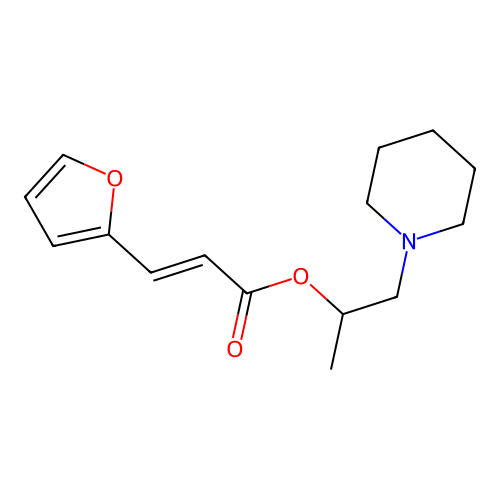 1-(piperidin-1-yl)propan-2-yl (2E)-3-(furan-2-yl)prop-2-enoate structure