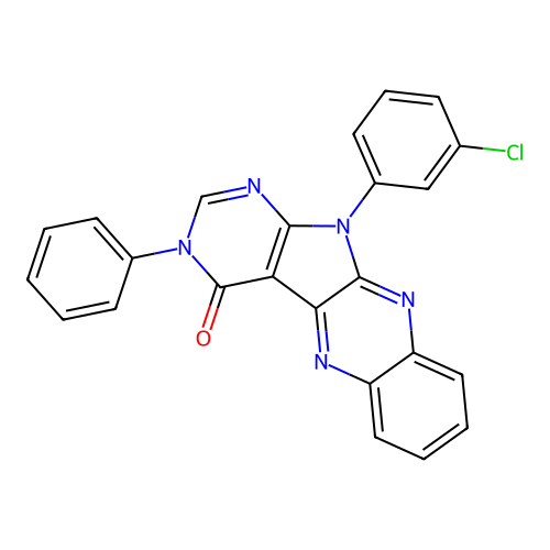 11-(3-chlorophenyl)-3-phenyl-3H-pyrimido[5',4':4,5]pyrrolo[2,3-b]quinoxalin-4(11H)-one structure