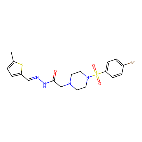 (E)-2-(4-((4-bromophenyl)sulfonyl)piperazin-1-yl)-N'-((5-methylthiophen-2-yl)methylene)acetohydrazide structure