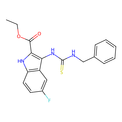 ethyl 3-[(benzylcarbamothioyl)amino]-5-fluoro-1H-indole-2-carboxylate structure